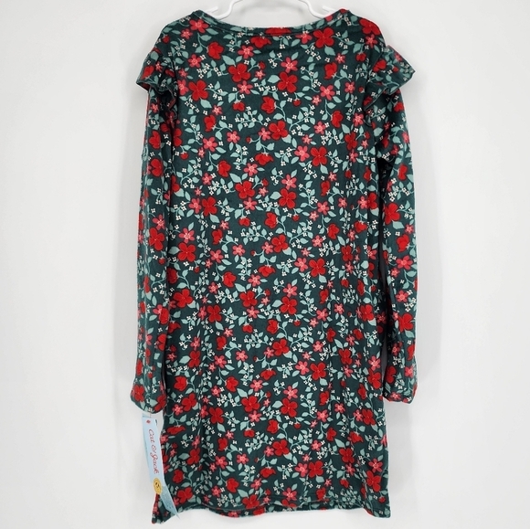 Cat & Jack NWT Velour Floral Night Gown Pajamas Long Sleeve Ruffles Girl's - Picture 3 of 6